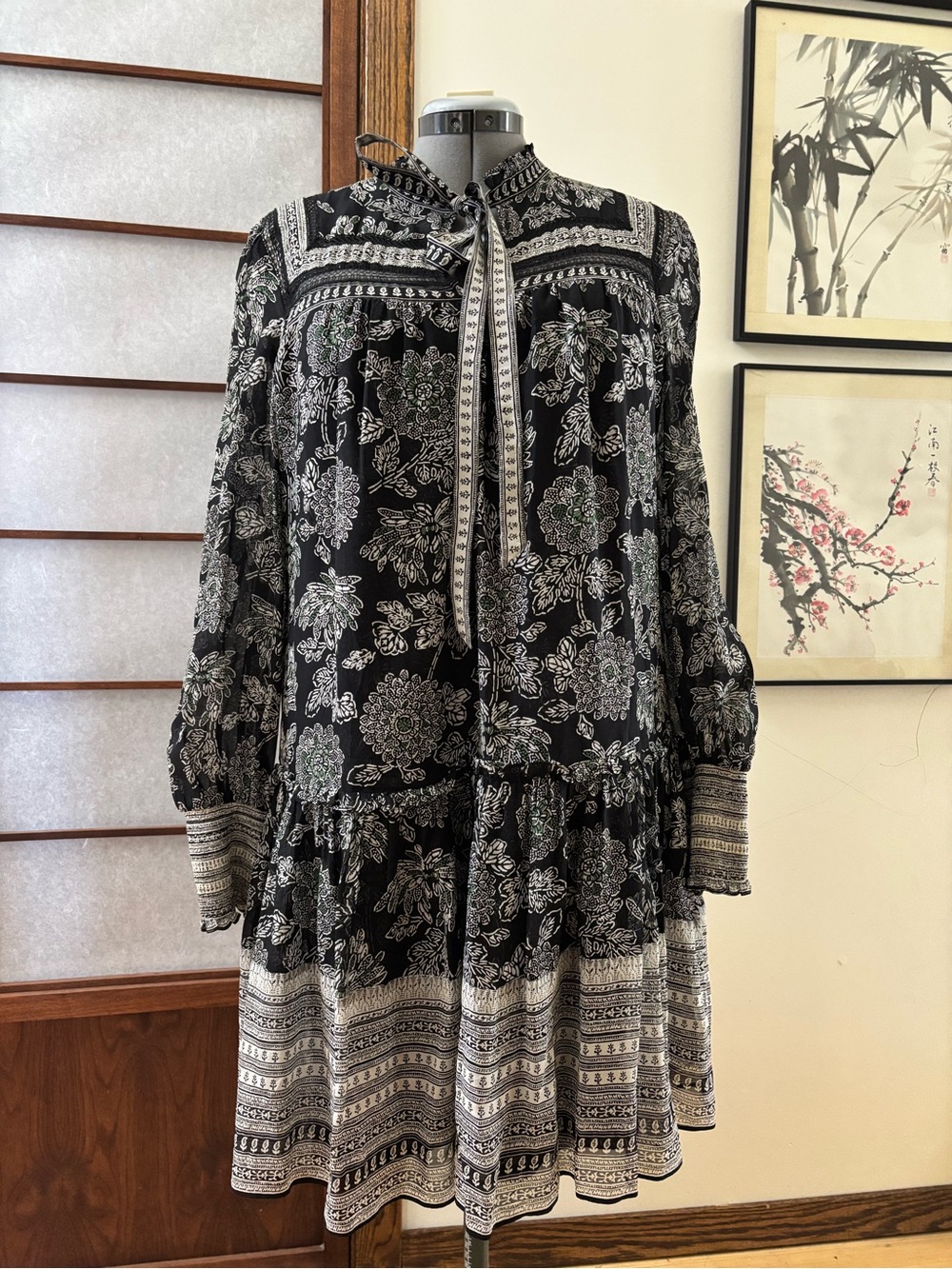 EUC Veronica Beard 100%Silk Floral Nadalia Dress US 14